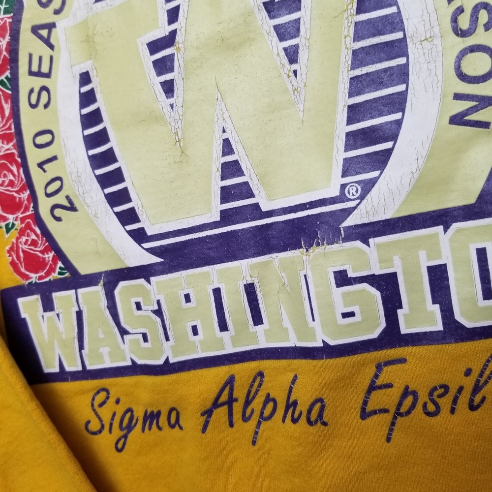 Sigma Alpha Epsilon Frat  SAE university of Washington yellow Crew Neck Size Sm - Picture 15 of 15